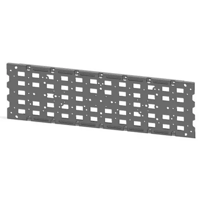 Black metal shelf with four holes for Go Rhino Rhino Accessory Gear Plate Kit.