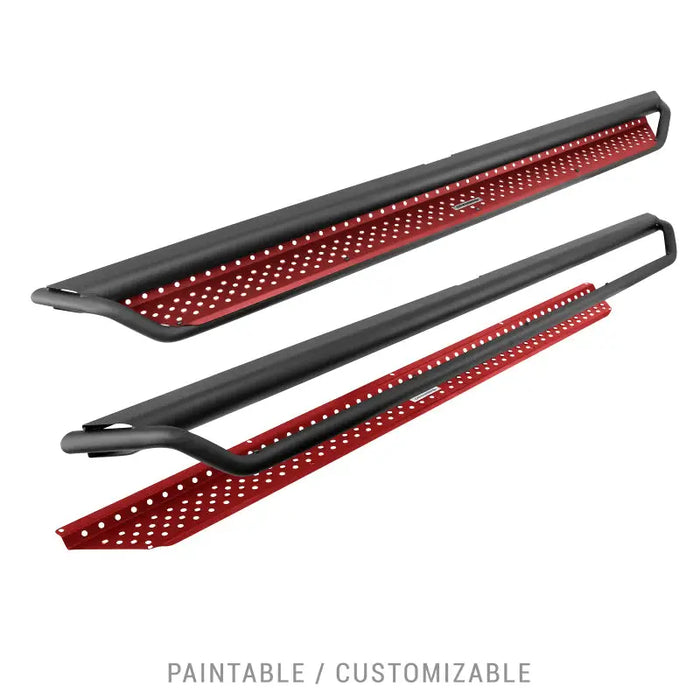 Red side step bars for Toyota - Go Rhino Dominator Extreme D1 Side Steps - Tex Blk - 73in