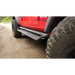 Red Jeep with Black Go Rhino Dominator Extreme D1 Side Steps - Tex Blk.