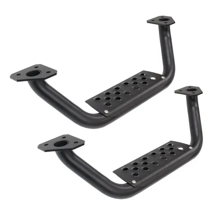 Black steel brackets for wall mounted tv - Go Rhino Dominator Extreme D6 SideSteps - Tex Blk - 4in Drop Down Steps (Pair)