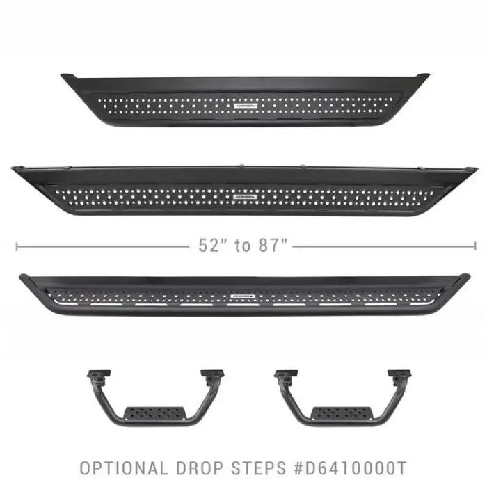 Go Rhino Dominator Extreme D6 SideSteps - Tex Blk - 4in Drop Down Steps (Pair) front bumper for BMW