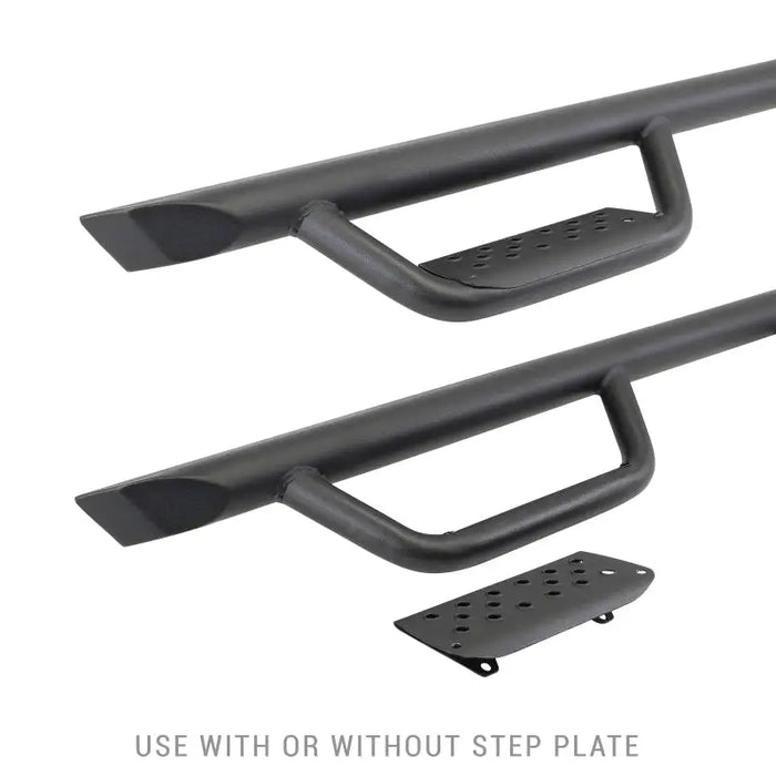 Black steel door handles from Go Rhino Dominator Xtreme D2 Side Steps 80in. Cab Length - Tex. Blk.