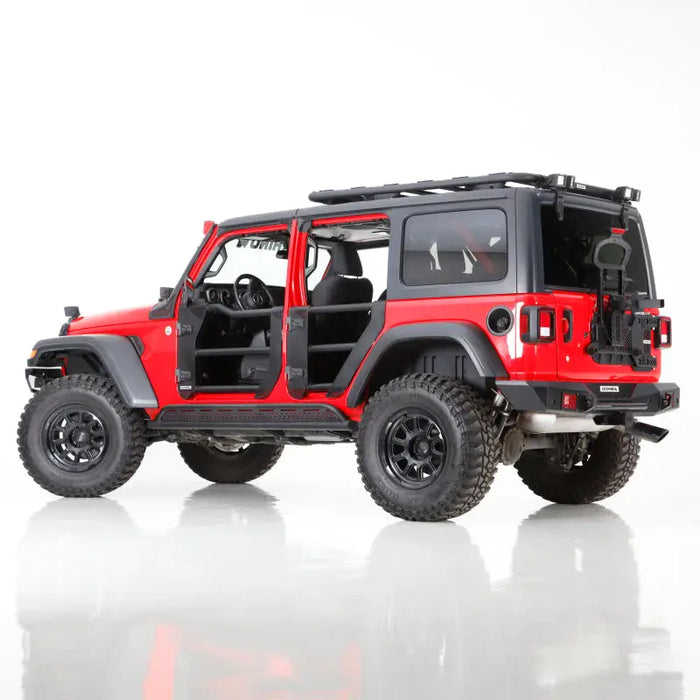 Red and black Go Rhino Jeep Wrangler JLU/Gladiator JT Trailline Replacement Front Tube Door.