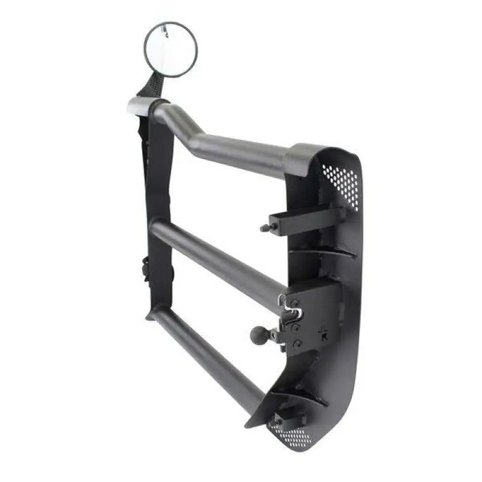 Black metal wall mounted hook with metal hook from Go Rhino Jeep 18-21 Wrangler JLU/20-21 Gladiator JT Trailline Replacement Front Tube Door
