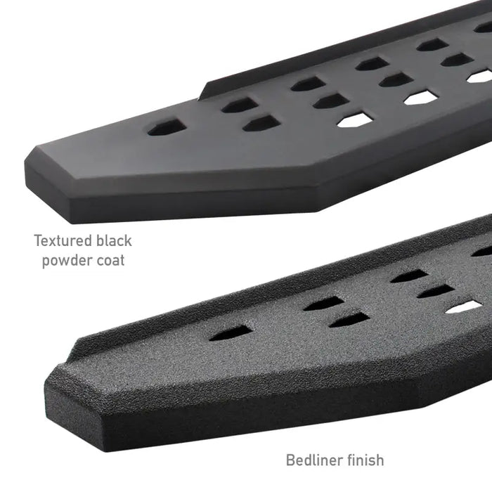 Rubber flooring types on display for Go Rhino RB20 Running Boards - Bedliner - 73in.