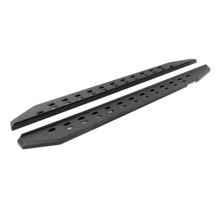 Black plastic door handles on Go Rhino RB20 Slim Running Boards - Universal 73in. Tex. Blk