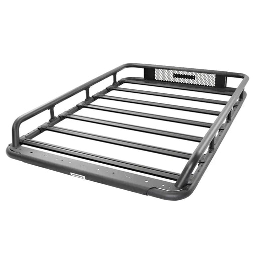 Go Rhino Universal 65in SRM 600 Basket Style Rack - Textured black steel bed frame with white background