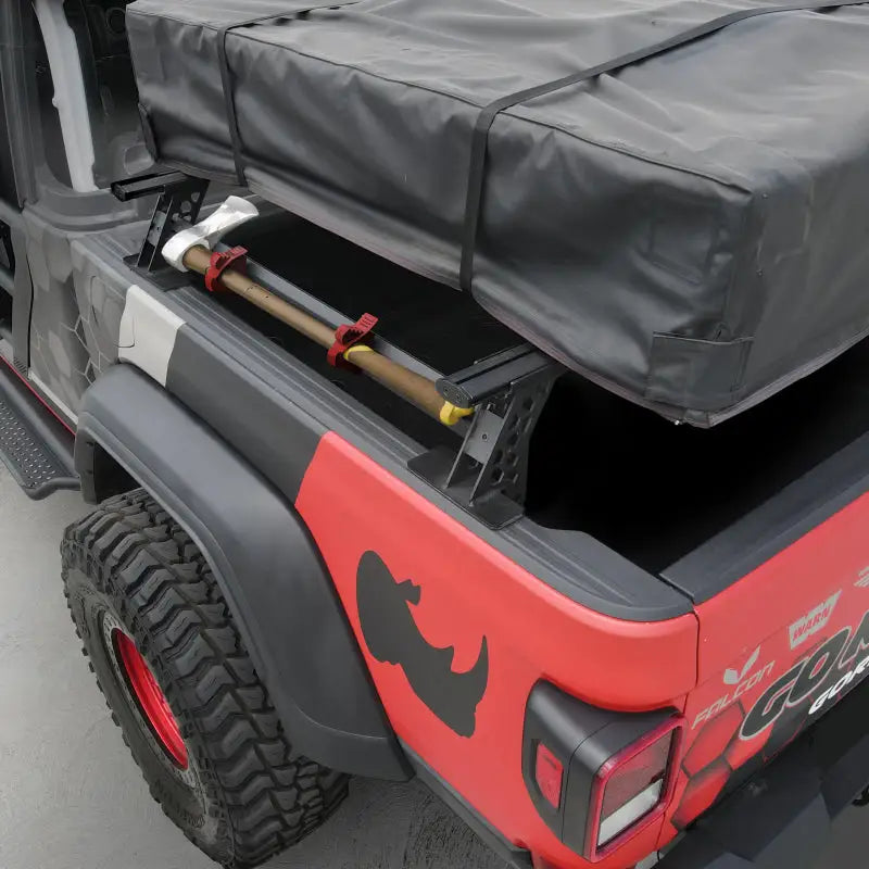 Red Jeep with Black Cover - Go Rhino Universal XRS 37 3/4 Cross Rail Accessory Set