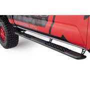Red jeep featuring go rhino v-series v3 side step - universal 87in. (fits 4dr) in textured black