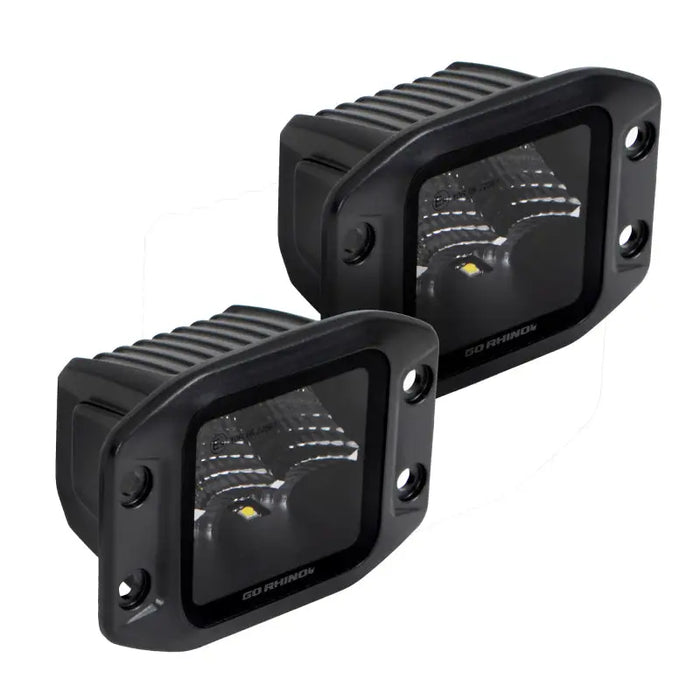 Go Rhino Xplor Blackout Series Cube LED Flood Light Kit Flush Mount Pair