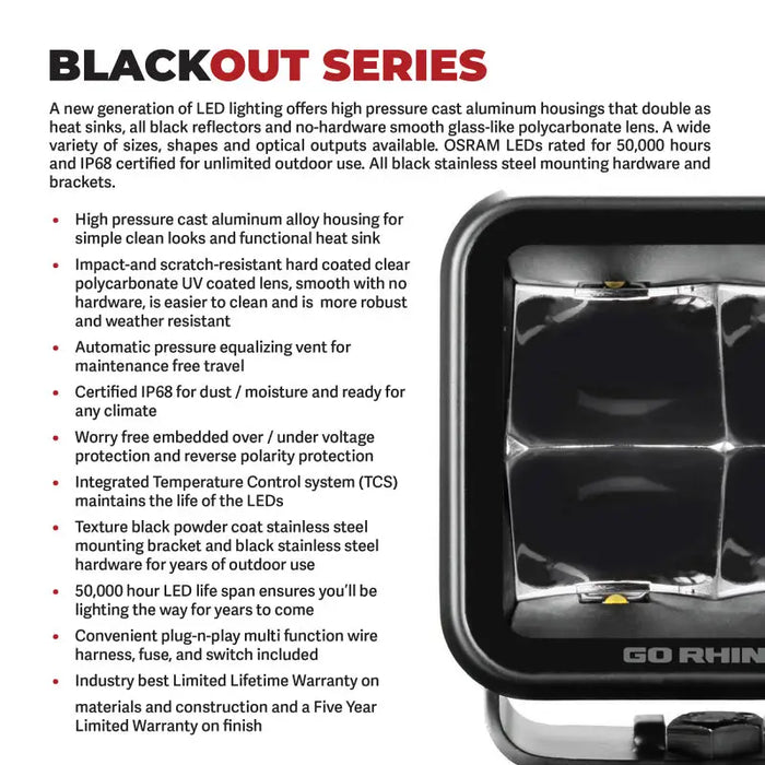 Go Rhino Xplor Blackout Series Cube LED Flood Lights