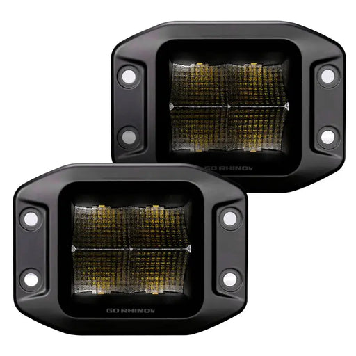 Go Rhino Xplor Blackout Series Cube LED Flood Lights - Pair in Black