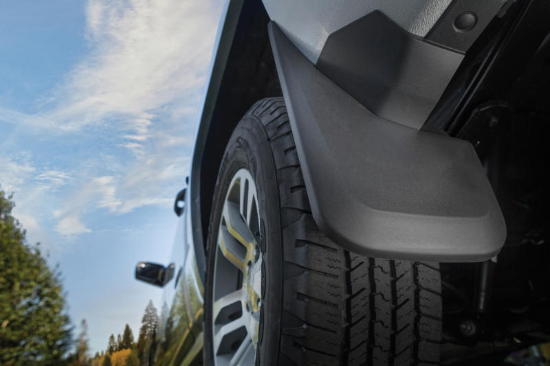 Husky liners custom-molded front mud guard installation on toyota tacoma with tire