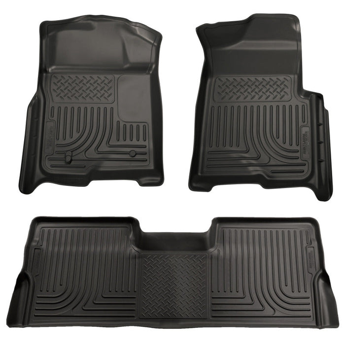 Husky Liners 08-10 Ford SD Crew Cab WeatherBeater Combo Black Floor Liners (w/o Manual Trans Case)