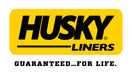 Husky liners logo with lifetime guarantee on universal black rubber front mud flaps
