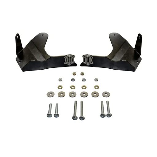 Black front bumper brackets with bolts and nuts for ICON Toyota Tacoma LCA Skid Plate Kit