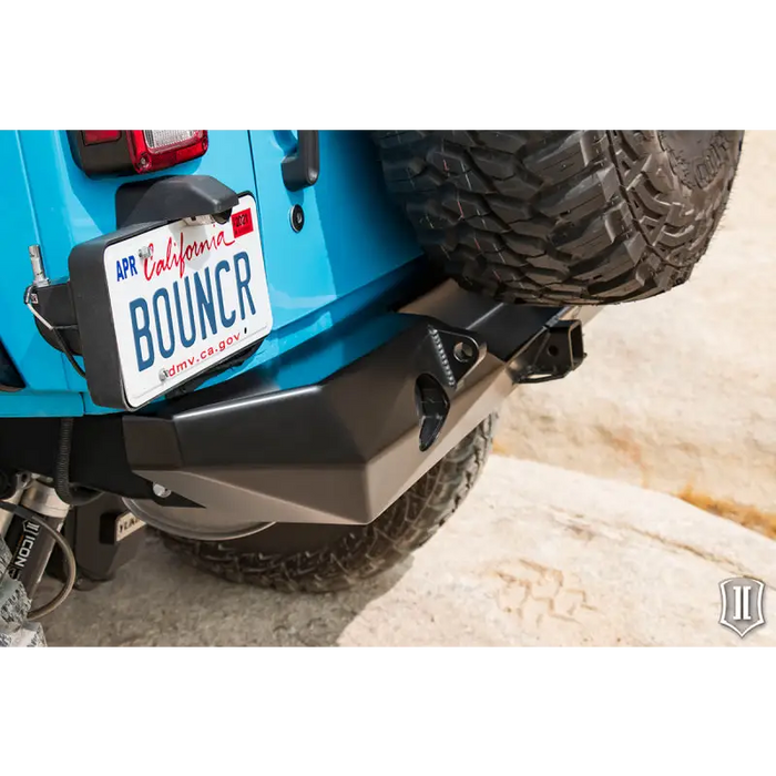 Blue Jeep with License Plate - ICON Pro Series 2 Rear Bumper for Wrangler JK