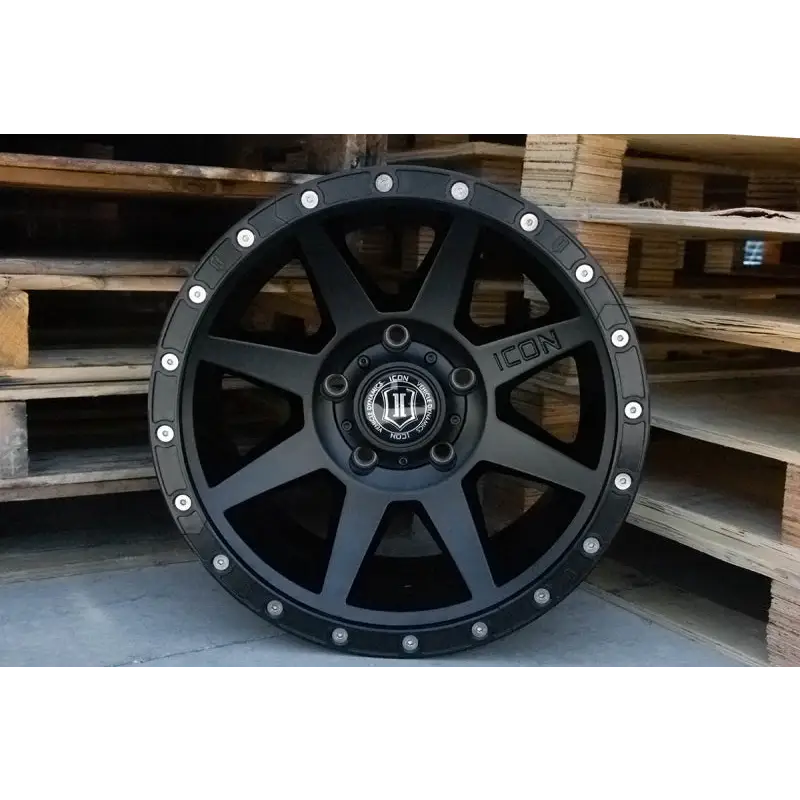 ICON 17in Compression/Alpha/Rebound Wheel Rock Ring Kit - Black Spokes