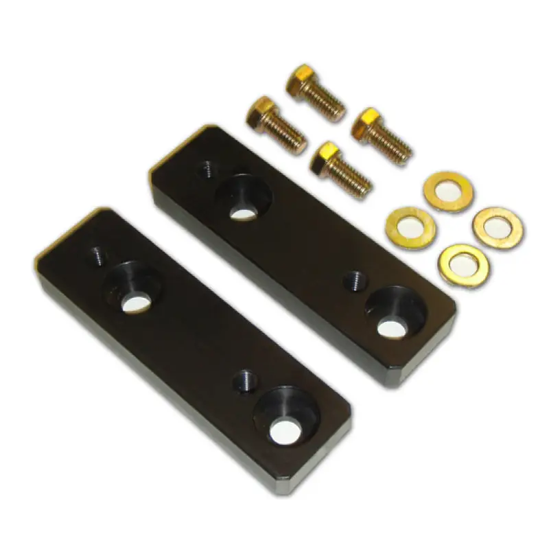 Black metal brackets with brass hardware for ICON 2005+ Toyota Tacoma / 07-09 Toyota FJ Sway Bar Relocation Kit.