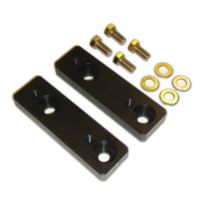 Black metal brackets with brass hardware for ICON 2005+ Toyota Tacoma / 07-09 Toyota FJ Sway Bar Relocation Kit.