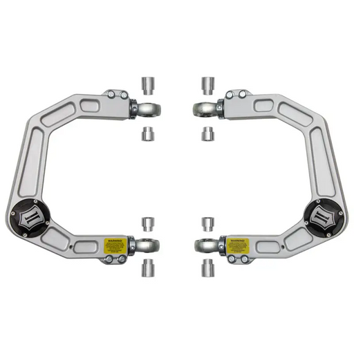 Front and rear sway arms for BMW E-type displayed in ICON 2005+ Toyota Tacoma Billet Upper Control Arm Delta Joint Kit.