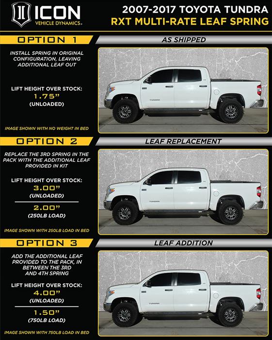 White truck with varied side stripes: icon 2007+ toyota tundra rxt add in leaf