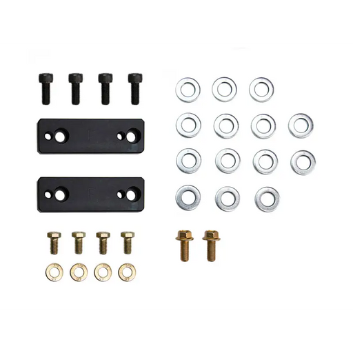 Metal nuts and bolts close up in ICON Sway Bar Relocation Kit.