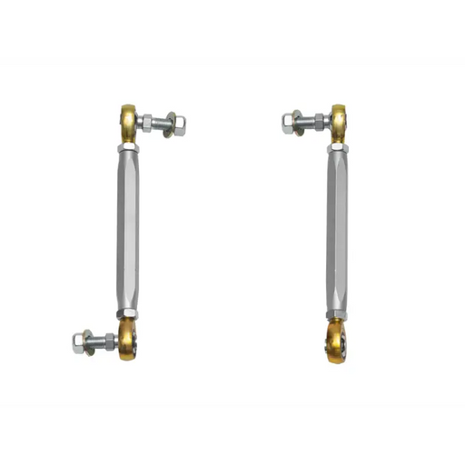 Stainless and brass door handles on sway bar link kit for Jeep Wrangler and Gladiator.