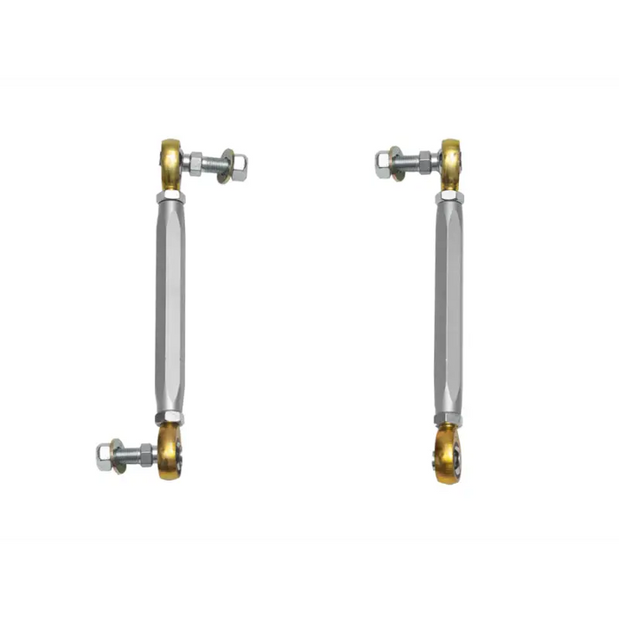 Stainless and brass door handles on sway bar link kit for Jeep Wrangler and Gladiator.