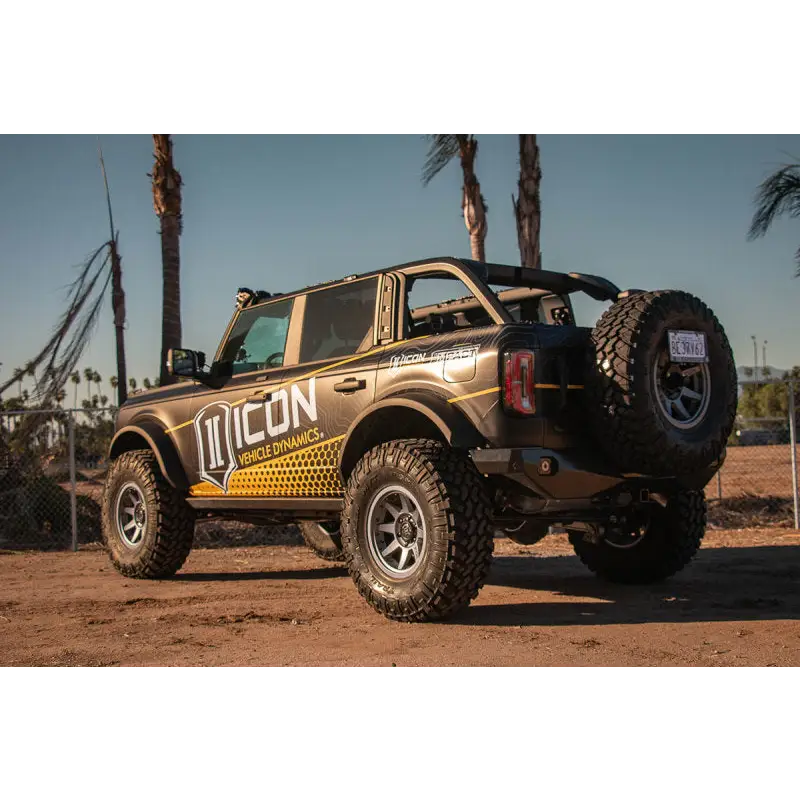 ICON 21+ Ford Bronco Tubular Rear Track Bar Kit with Large Tire.
