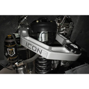 Close up of a motorcycle front end, Ford Bronco coilover kit.