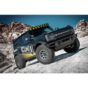 Close up of Ford Bronco with rear lift and light bar.