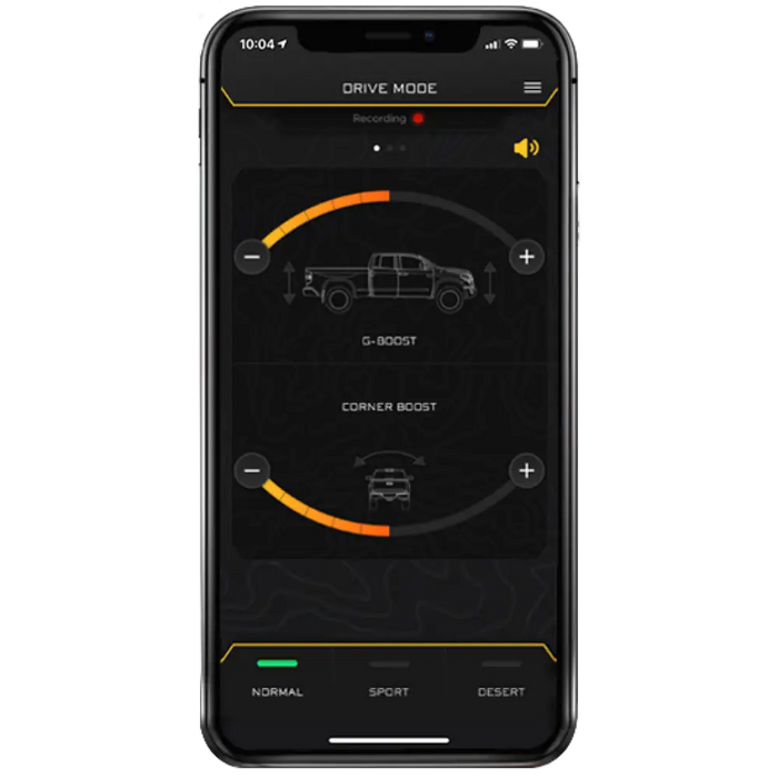 ICON 21-UP Ford Bronco IIC INSTALL KIT: App displaying car speed and distance.