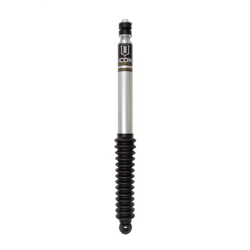 Metal pole with black and white logo on icon 0-3in rear 2.0 series aluminum shocks vs ir for toyota land cruiser