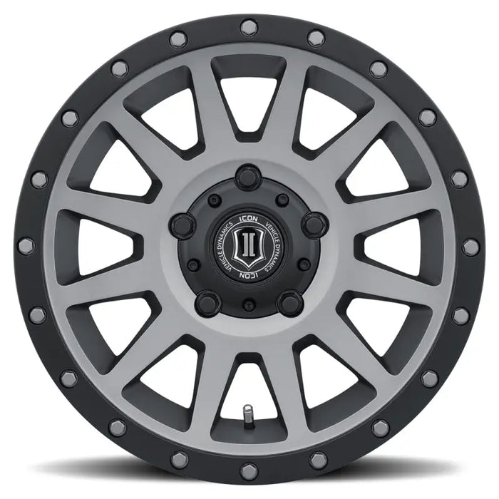 ICON Compression 17x8.5 5x150 Wheel - Black and Gray on White Background