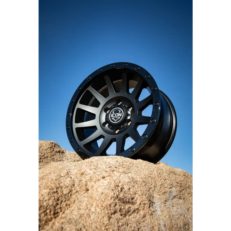 ICON Compression 18x9 Double Black Wheel on Rock