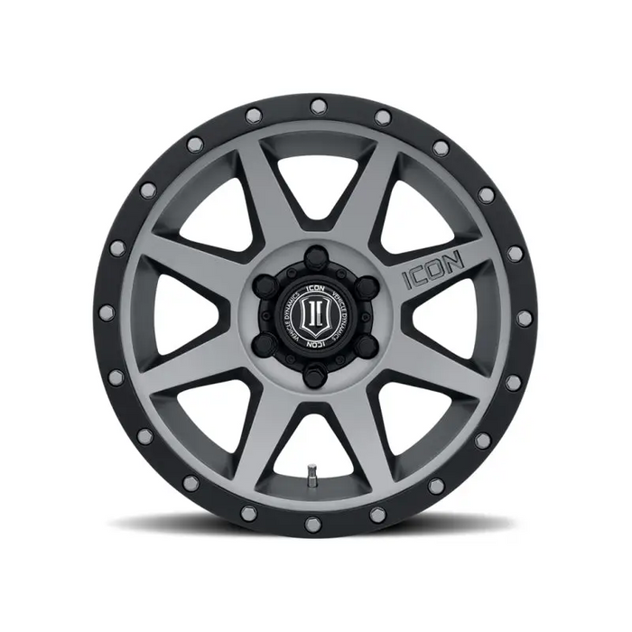 Black and gray ICON Rebound 18x9 wheel with black center