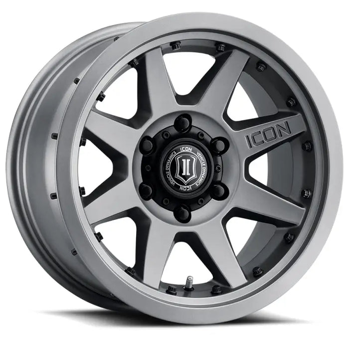 Close-up of icon rebound pro 17x8.5 titanium wheel on white background