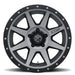 Icon rebound pro 17x8.5 titanium wheel with black and gray finish