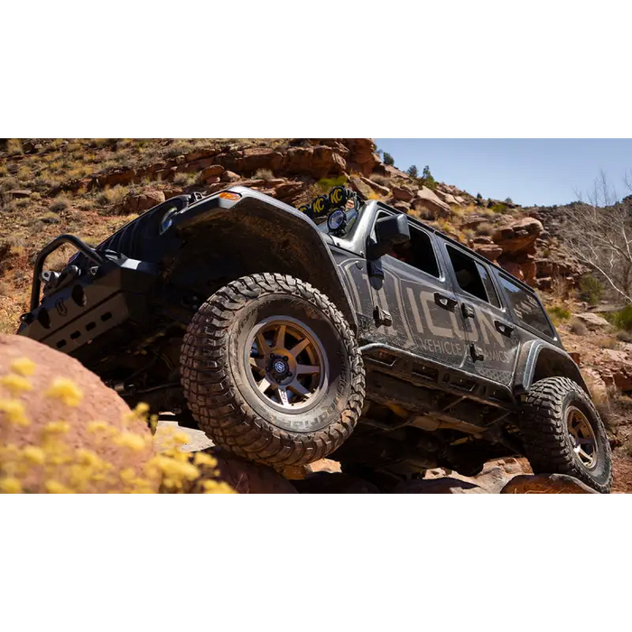 Off-road Jeep driving on rocks - ICON Rebound Pro 17x8.5 5x5 6mm Offset wheel