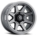 Close up of ICON Rebound Pro 17x8.5 6x5.5 0mm Offset Titanium Wheel on white background