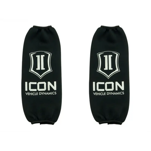 Black ICON knee pads featured in ICON Short 2.5 Series Shock Coil Wrap with logo pair.