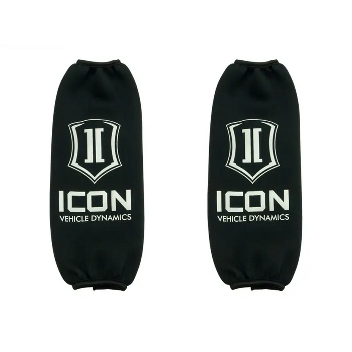 Black ICON knee pads featured in ICON Short 2.5 Series Shock Coil Wrap with logo pair.