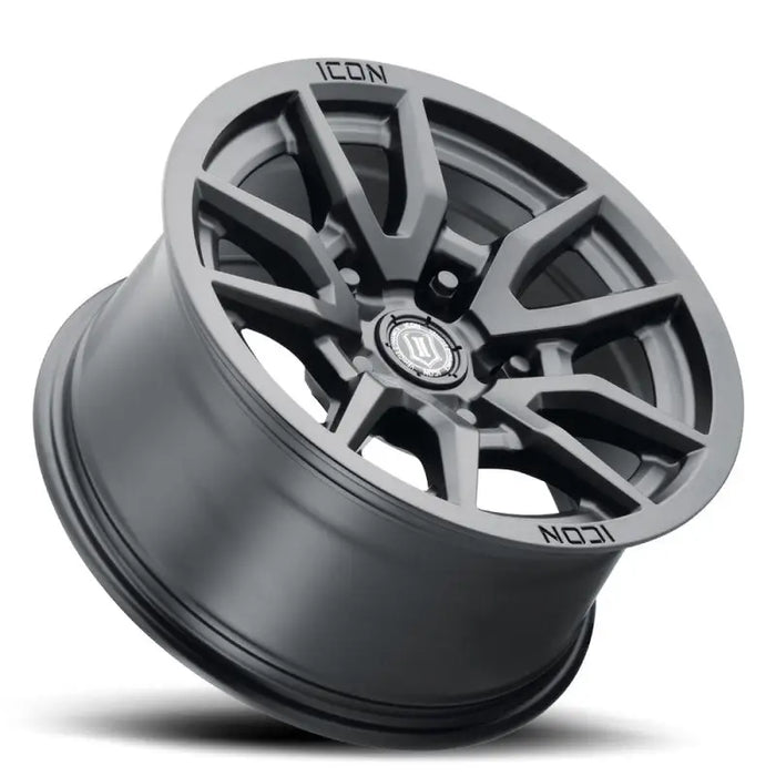Close-up of ICON Vector 5 wheel in Satin Black, 5x5, 6mm offset