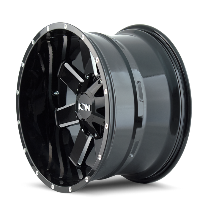 Ion type 141 17x9 wheel with 106mm hub gloss and gloss black milled design