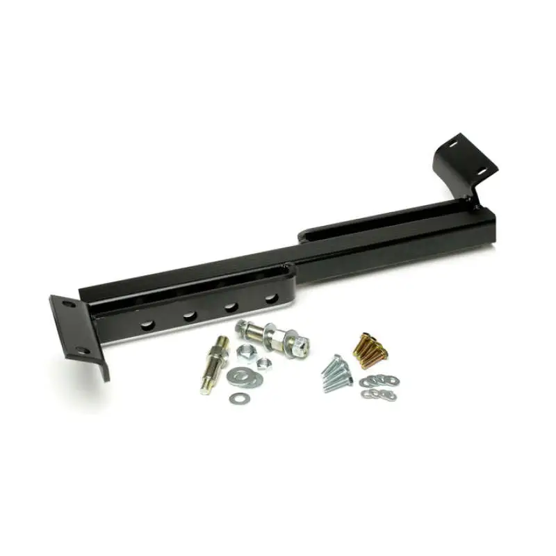 Black metal bracket with screws and nuts - JKS Manufacturing Jeep Cherokee XJ Adjustable Upper Rear Shock Mount.