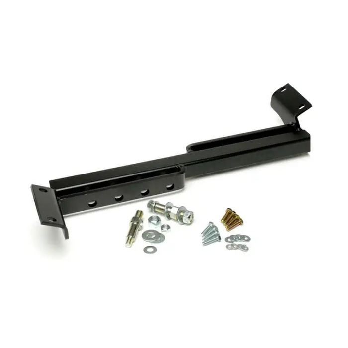 Black metal bracket with screws and nuts - JKS Manufacturing Jeep Cherokee XJ Adjustable Upper Rear Shock Mount.