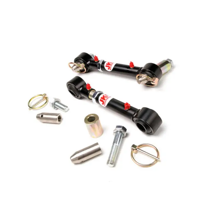 Black and red metal parts for JKS Manufacturing Jeep Grand Cherokee sway bar links.