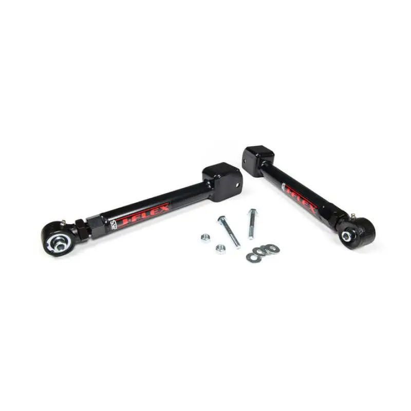 Black aluminum front bumpers with red lettering for JKS Manufacturing Jeep Wrangler TJ/LJ/Cherokee XJ Fixed J-Link Upper Control Arms - Front