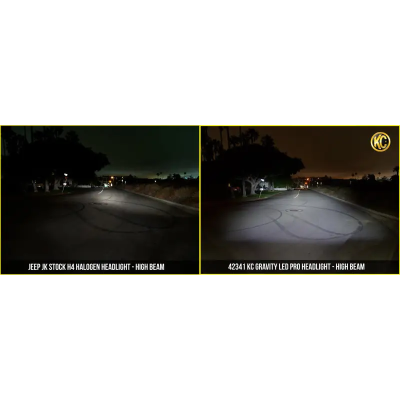 KC HiLiTES 7in. Gravity LED Pro DOT Headlights Pair Pack showing off the powerful Gravity LED technology